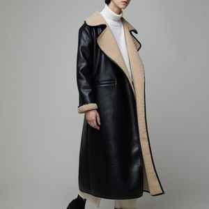 Leather trench coat with sherpa from Oak + Fort